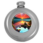 Sunset Over A Lake Round Hip Flask (5 oz)