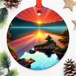 Sunset Over A Lake Round Ornament (Two Sides)