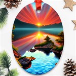 Sunset Over A Lake Oval Ornament (Two Sides)