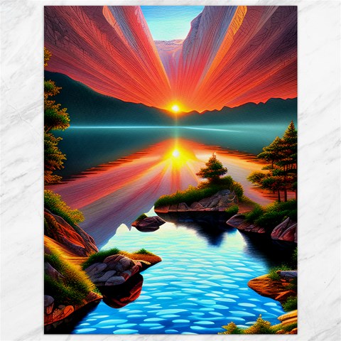 Sunset Over A Lake Canvas 12  x 16  from ArtsNow.com 11.86 x15.41  Canvas - 1
