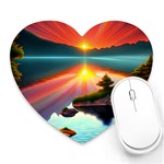 Sunset Over A Lake Heart Mousepad