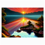 Sunset Over A Lake Large Glasses Cloth