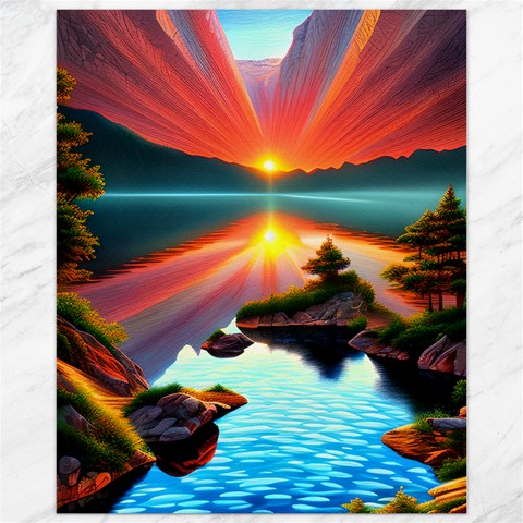 Sunset Over A Lake Canvas 11  x 14  from ArtsNow.com 10.95 x13.48  Canvas - 1