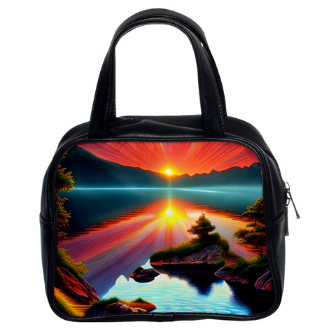 Sunset Over A Lake Classic Handbag (Two Sides) from ArtsNow.com Front
