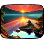 Sunset Over A Lake Fleece Blanket (Mini)