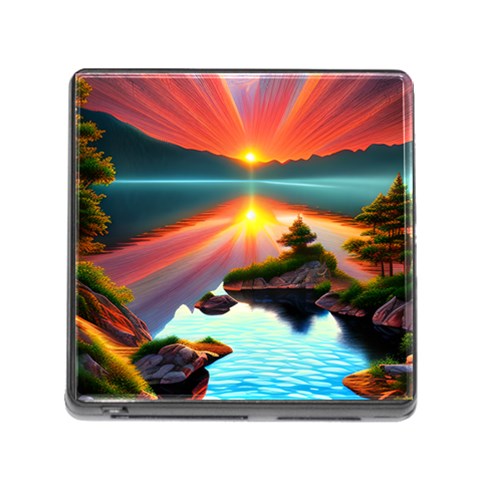 Sunset Over A Lake Memory Card Reader (Square 5 Slot) from ArtsNow.com Front