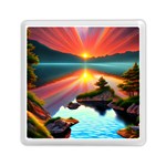 Sunset Over A Lake Memory Card Reader (Square)