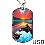 Sunset Over A Lake Dog Tag USB Flash (One Side)