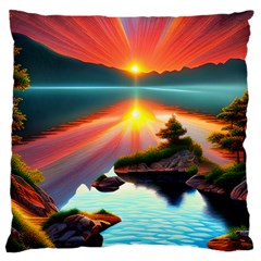 Sunset Over A Lake Large Cushion Case (Two Sides) from ArtsNow.com Front