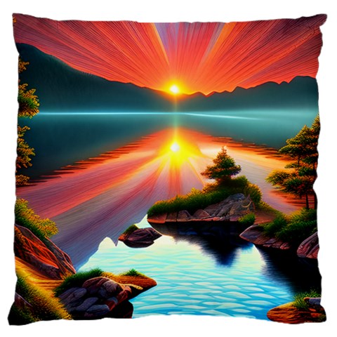 Sunset Over A Lake Large Cushion Case (Two Sides) from ArtsNow.com Back