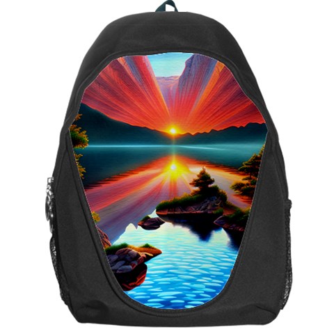 Sunset Over A Lake Backpack Bag from ArtsNow.com Front