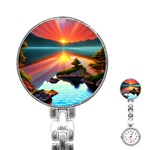 Sunset Over A Lake Stainless Steel Nurses Watch