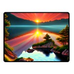 Sunset Over A Lake Fleece Blanket (Small)