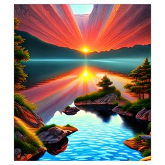 Sunset Over A Lake Drawstring Pouch (Small) from ArtsNow.com Back