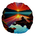 Sunset Over A Lake Large 18  Premium Flano Round Cushions