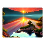 Sunset Over A Lake Premium Plush Fleece Blanket (Mini)