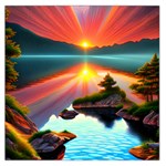 Sunset Over A Lake Square Satin Scarf (36  x 36 )