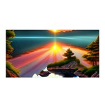 Sunset Over A Lake Satin Wrap 35  x 70 