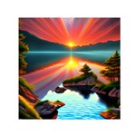 Sunset Over A Lake Square Satin Scarf (30  x 30 )