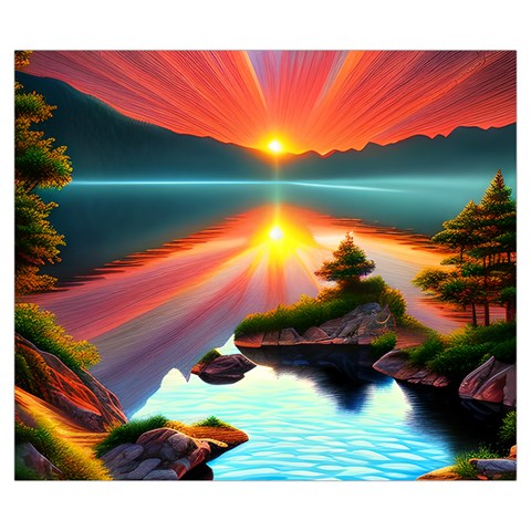 Sunset Over A Lake Zipper Large Tote Bag from ArtsNow.com Front