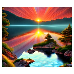 Sunset Over A Lake Zipper Large Tote Bag from ArtsNow.com Back