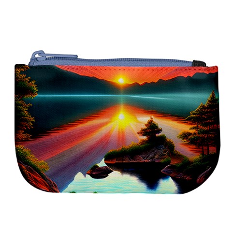 Sunset Over A Lake Large Coin Purse from ArtsNow.com Front
