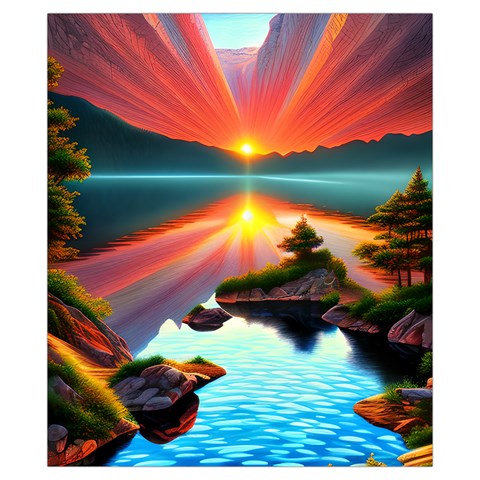 Sunset Over A Lake Drawstring Pouch (XS) from ArtsNow.com Front