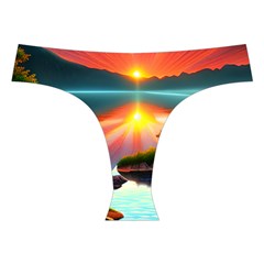 Sunset Over A Lake Cross Back Hipster Bikini Set from ArtsNow.com Front Under