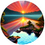 Sunset Over A Lake Wooden Bottle Opener (Round)