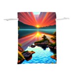 Sunset Over A Lake Lightweight Drawstring Pouch (L)