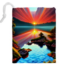 Sunset Over A Lake Drawstring Pouch (4XL) from ArtsNow.com Back