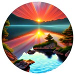 Sunset Over A Lake Round Trivet