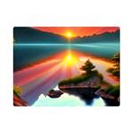 Sunset Over A Lake One Side Premium Plush Fleece Blanket (Mini)