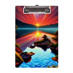 Sunset Over A Lake A5 Acrylic Clipboard from ArtsNow.com Front