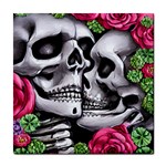 Black Skulls Red Roses Tile Coaster