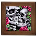 Black Skulls Red Roses Framed Tile