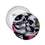 Black Skulls Red Roses 2.25  Buttons