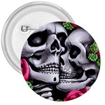 Black Skulls Red Roses 3  Buttons