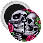 Black Skulls Red Roses 3  Magnets