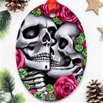 Black Skulls Red Roses Ornament (Oval)