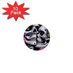 Black Skulls Red Roses 1  Mini Buttons (10 pack) 