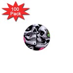 Black Skulls Red Roses 1  Mini Magnets (100 pack) 