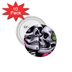 Black Skulls Red Roses 1.75  Buttons (10 pack)