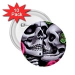 Black Skulls Red Roses 2.25  Buttons (10 pack) 