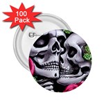 Black Skulls Red Roses 2.25  Buttons (100 pack) 