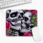 Black Skulls Red Roses Large Mousepad