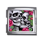 Black Skulls Red Roses Mega Link Italian Charm (18mm)