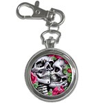 Black Skulls Red Roses Key Chain Watches