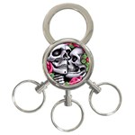 Black Skulls Red Roses 3-Ring Key Chain