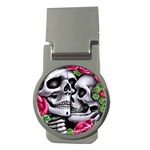 Black Skulls Red Roses Money Clips (Round) 